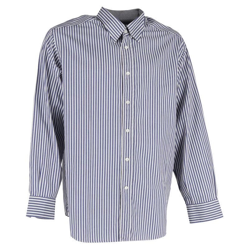 Missoni Striped Long Sleeve Shirt In Navy Blue Cotton